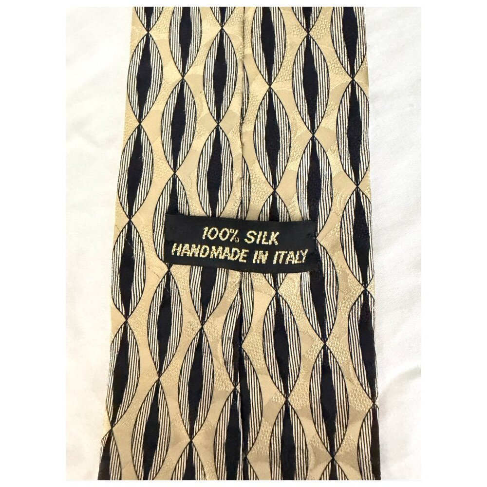Italian Handmade Silk Tie Gold and Black